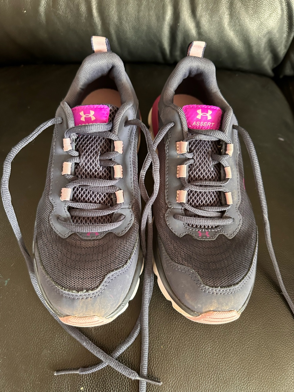 Under Armour Kids Blue Sneakers with Pink Accents